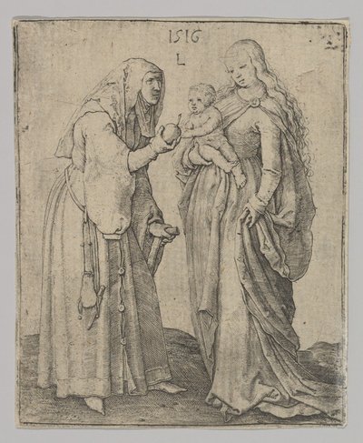 Dziewica z Dzieciątkiem i św. Anną, 1516. autorstwa Lucas van Leyden