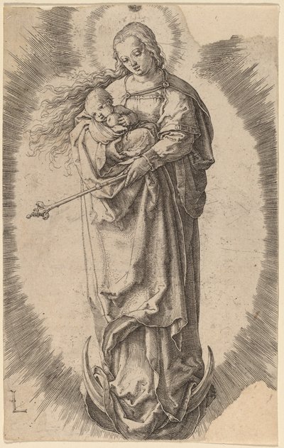 Dziewica z Dzieciątkiem na Półksiężycu autorstwa Lucas van Leyden