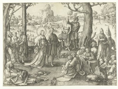 Doczesne życie Marii Magdaleny De dans van Maria Magdalena autorstwa Lucas van Leyden