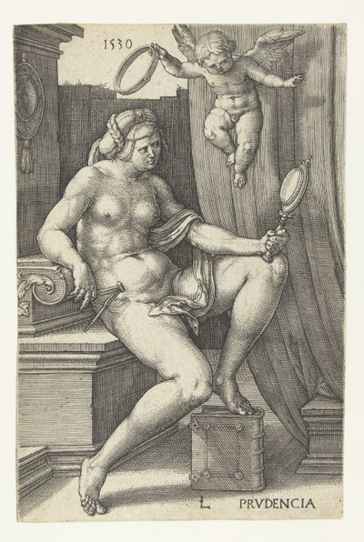 Ostrożność Prudencia (tytuł na obiekcie) Siedem cnót (tytuł serii) autorstwa Lucas van Leyden