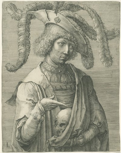 Młody mężczyzna z czaszką autorstwa Lucas van Leyden