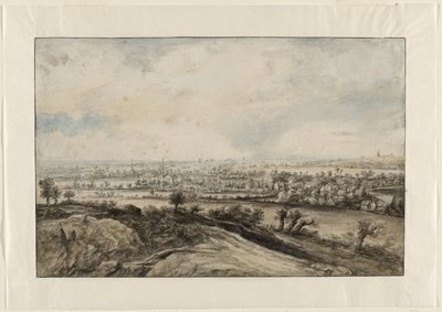 Panoramiczny pejzaż rzeczny z wierzbami Pollard autorstwa Lucas van Uden