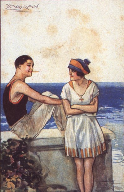 Romans wakacyjny (litografia kolorowa) autorstwa Luciano Achille Mauzan