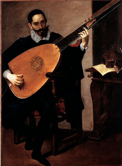 Portret muzyka z Kaplicy Książęcej Gerolamo Gallo Obraz Luciano Borzone (1590-1645) Genes, Galleria di Palazzo Bianco autorstwa Luciano Borzone