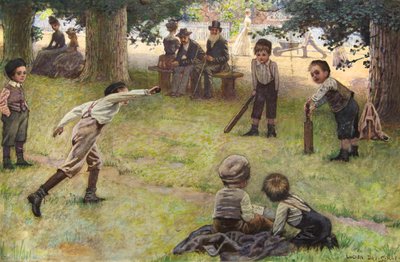 Chłopcy grający w krykieta (akwarela) autorstwa Lucien Davis