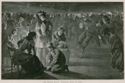 Sezon łyżwiarski: stawy Hampstead nocą (litografia) autorstwa Lucien Davis