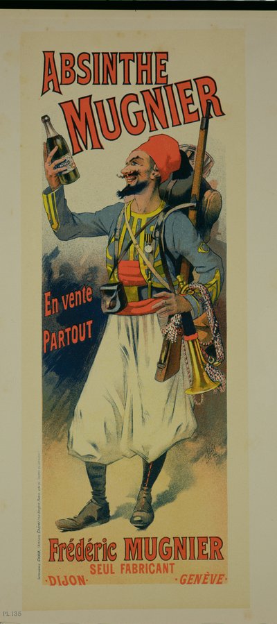 Reprodukcja plakatu reklamującego „Absinthe Mugnier” autorstwa Lucien Lefevre