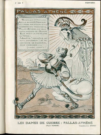 Ilustracja w "Fantasio", 01.04.15 - kobieta wojny wojna Pallas-Athenee 14-18 (rycina) autorstwa Lucien Metivet