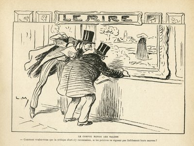 Ilustracja w Le Rire, 20.04.12 - Przegląd wystaw - Sztuka, Wystawy malarstwa, Wystawy karykatur - Przeglądy sztuki (grafika) autorstwa Lucien Metivet