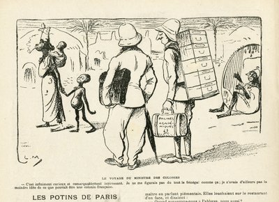 Ilustracja w Le Rire, 25.04.08 - podróż ministra kolonii, Senegal (rycina) autorstwa Lucien Metivet