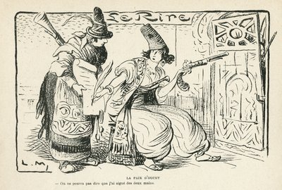 Ilustracja w Le Rire, 26.10.12 - Pokój w Ouchy - Bałkany, Szwajcaria, wojna 14-18, traktat z Lozanny (rycina) autorstwa Lucien Metivet