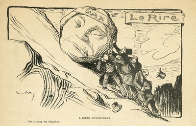 Ilustracja w Le Rire, 28.12.12 - piekło dyplomatyczne - Wojna 14-18 (rycina) autorstwa Lucien Metivet
