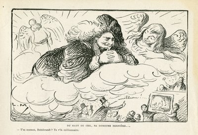 ilustracja w Le Rire, 21.06.2013 - Ze szczytu nieba, miejsce jego ostatniego spoczynku (rycina) autorstwa Lucien Metivet