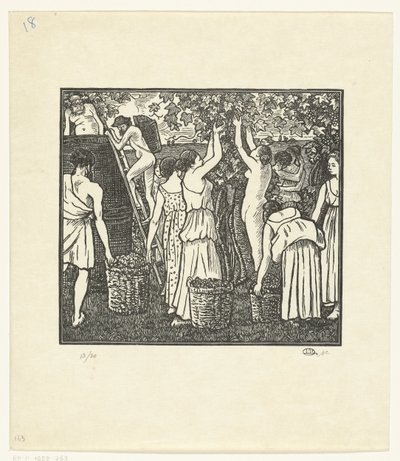 Z Wijnoogst Daphnis i Chloe, Żniwa Daphnis i Chloe (tytuł serii) autorstwa Lucien Pissarro