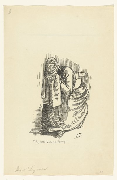 Płacząca kobieta Jaszczurka Maita autorstwa Lucien Pissarro