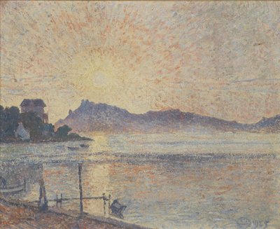 La Pointe de Cougussa, zachód słońca, 1925 autorstwa Lucien Pissarro