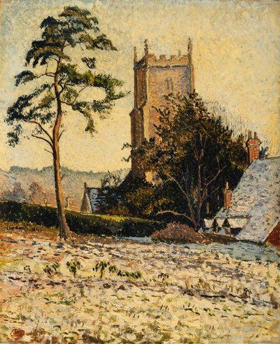 Kościół w East Knoyle, Thaw autorstwa Lucien Pissarro