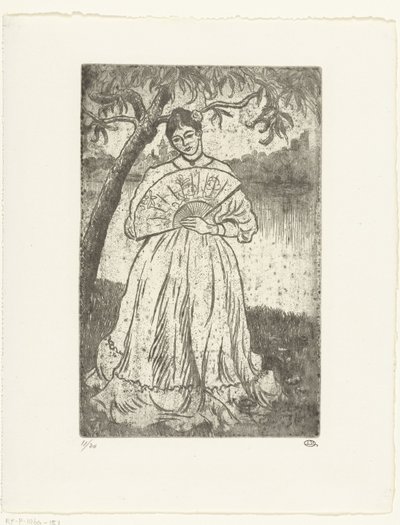 Kobieta z wachlarzem autorstwa Lucien Pissarro