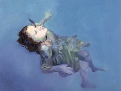 Dziewczyna unosząca się na wodzie, 2004 (olej na płótnie) autorstwa Lucinda Arundell