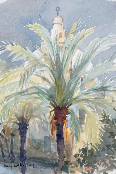 Old City Palms I, Jerozolima, 2019 (w/c na papierze) autorstwa Lucy Willis