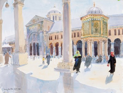 Wielki Meczet Umajjadów, Damaszek, Syria, 2019 (w/c na papierze) autorstwa Lucy Willis