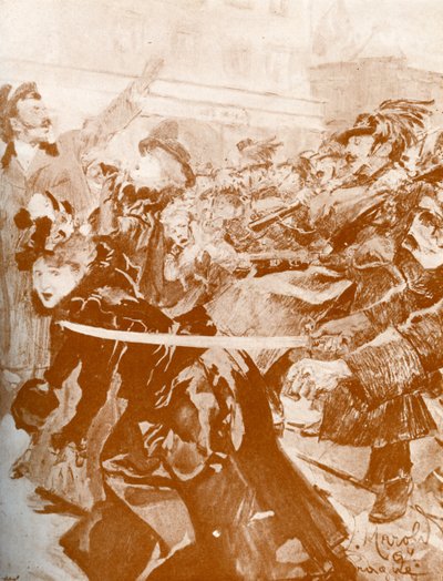 Pokaz (Praga 1897) – czeska karykatura autorstwa Ludek or Ludwig (after) Marold