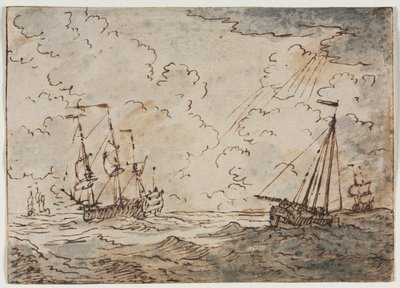 Statki na morzu, XVII wiek. autorstwa Ludolf Backhuysen