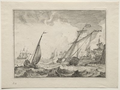 Statki podczas wichury, 1701. autorstwa Ludolf Backhuysen