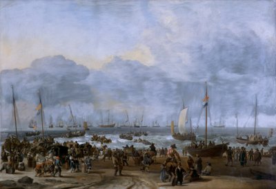 „Lądowanie Wilhelma Orańskiego w Scheveningen”, XVII wiek autorstwa Ludolf Backhuysen I