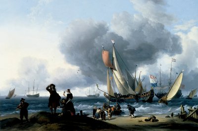 Holendrzy wsiadający na jacht autorstwa Ludolf Bakhuizen