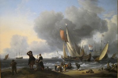 Holendrzy wsiadający na jacht autorstwa Ludolf Bakhuizen