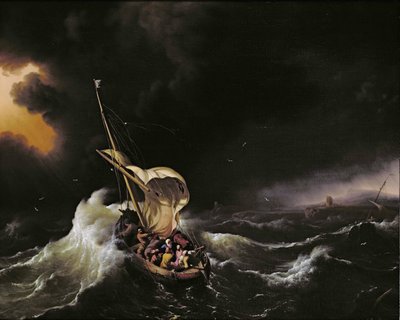 Chrystus w czasie burzy nad Jeziorem Galilejskim autorstwa Ludolf I Backhuysen
