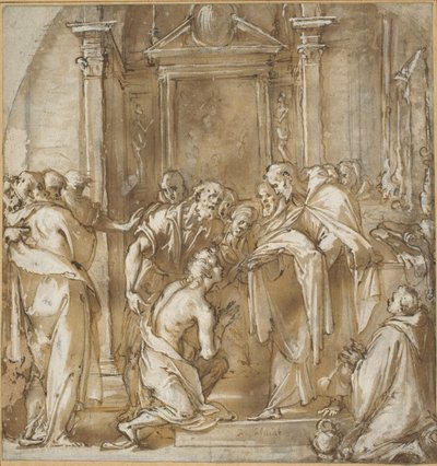 Saint Vincent Ferrer biorąc jego szaty autorstwa Ludovico Cardi called Cigoli