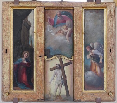 Zwiastowanie, Bóg Ojciec w chwale i drogocenna krew Chrystusa autorstwa Ludovico Carracci