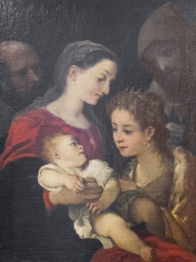 Święta Rodzina ze świętymi Franciszkiem i Katarzyną Aleksandryjską, ok. 1589-92 (olej na płótnie) autorstwa Ludovico Carracci