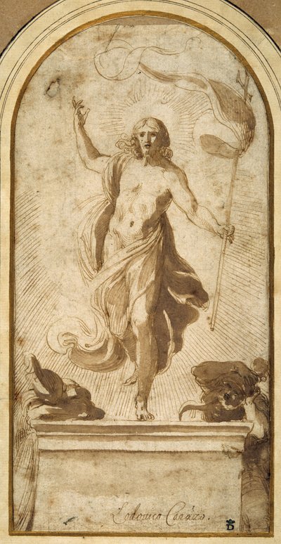 Zmartwychwstanie (pióro i brązowy tusz z brązowym rozmyciem) autorstwa Ludovico Carracci