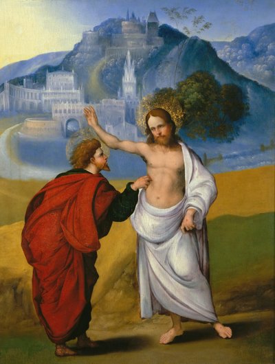 Niedowierzanie św. Tomasza, ok. 1521. autorstwa Ludovico Mazzolino