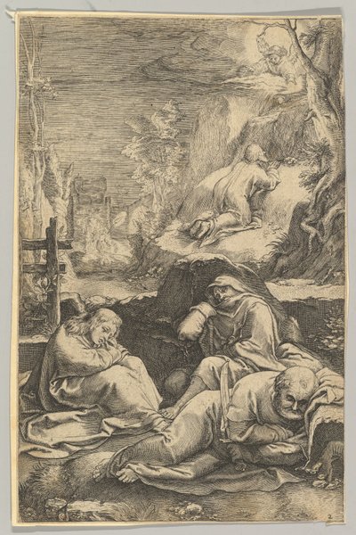 Agonia w ogrodzie, z Męki Pańskiej, ca. 1623. autorstwa Ludovicus Siceram