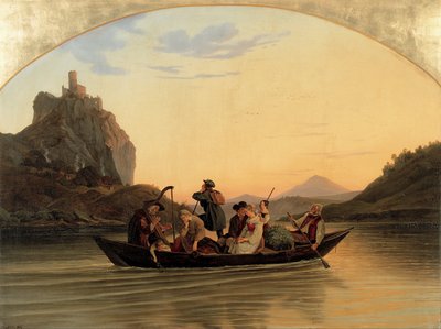 Przeprawa w Schreckenstein, 1837 autorstwa Ludwig Adrian Richter