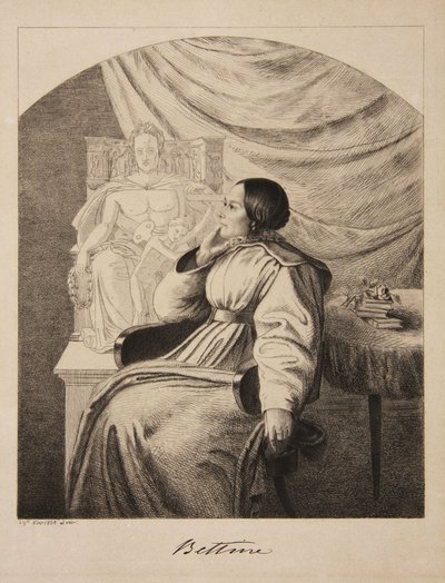 Portret pisarki Bettine von Arnim 1785-1859, z domu Brentano, 1838. autorstwa Ludwig Emil Grimm
