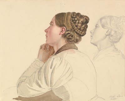 Studia Modlącej się Kobiety, początek do połowy XIX wieku. autorstwa Ludwig Emil Grimm