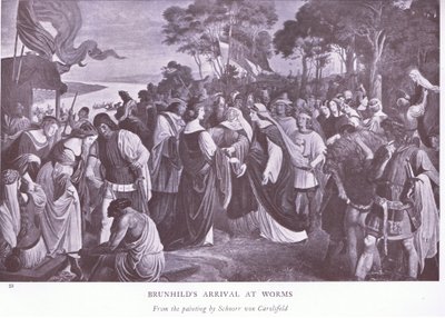 Przybycie Brunhildy do Wormacji, lata 20. autorstwa Ludwig Ferdinand Schnorr von Carolsfeld