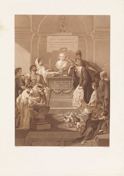 Scena alegoryczna z kamieniem upamiętniającym Jana Nieuwenhuyzena, zmarłego w 1806 r. autorstwa Ludwig Gottlieb Portman