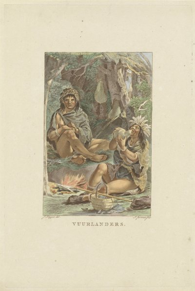 Mieszkańcy Fireland Fuegians (tytuł na obiekcie) autorstwa Ludwig Gottlieb Portman