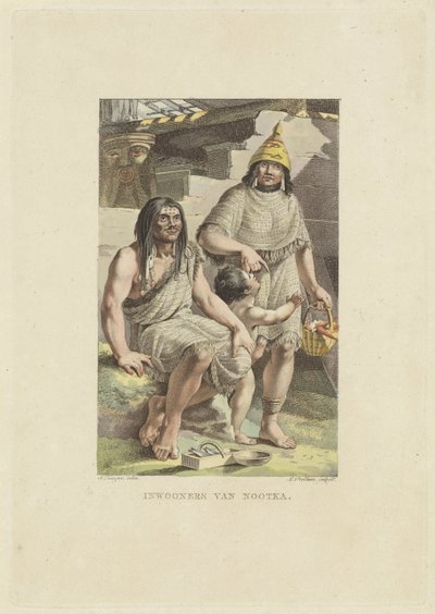 Mieszkańcy Nootki . Wyspa Mieszkańcy Nootki (tytuł na obiekcie) autorstwa Ludwig Gottlieb Portman
