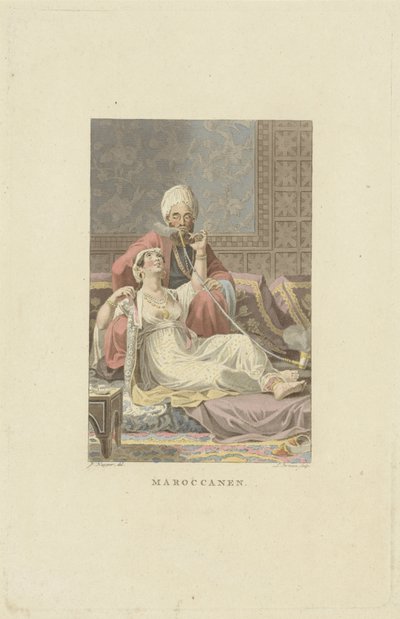 Marokańska para w herbaciarni? Marokańczycy (tytuł na obiekcie) autorstwa Ludwig Gottlieb Portman