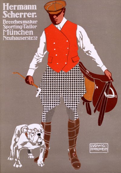 Reklama dla „Hermann Scherrer”, Sporting Tailor autorstwa Ludwig Hohlwein