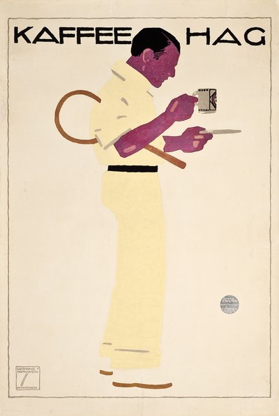Plakat reklamowy dla Kaffee Hag autorstwa Ludwig Hohlwein