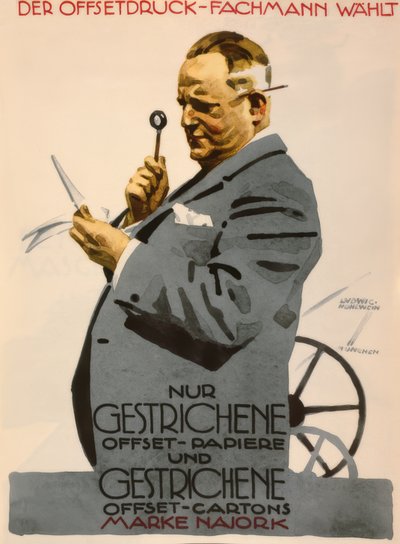 Specjalista od druku offsetowego wybiera tylko papiery offsetowe powlekane (..) marki Najork autorstwa Ludwig Hohlwein