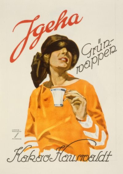 Herb Igeha zielony - kakao Hauswaldt autorstwa Ludwig Hohlwein